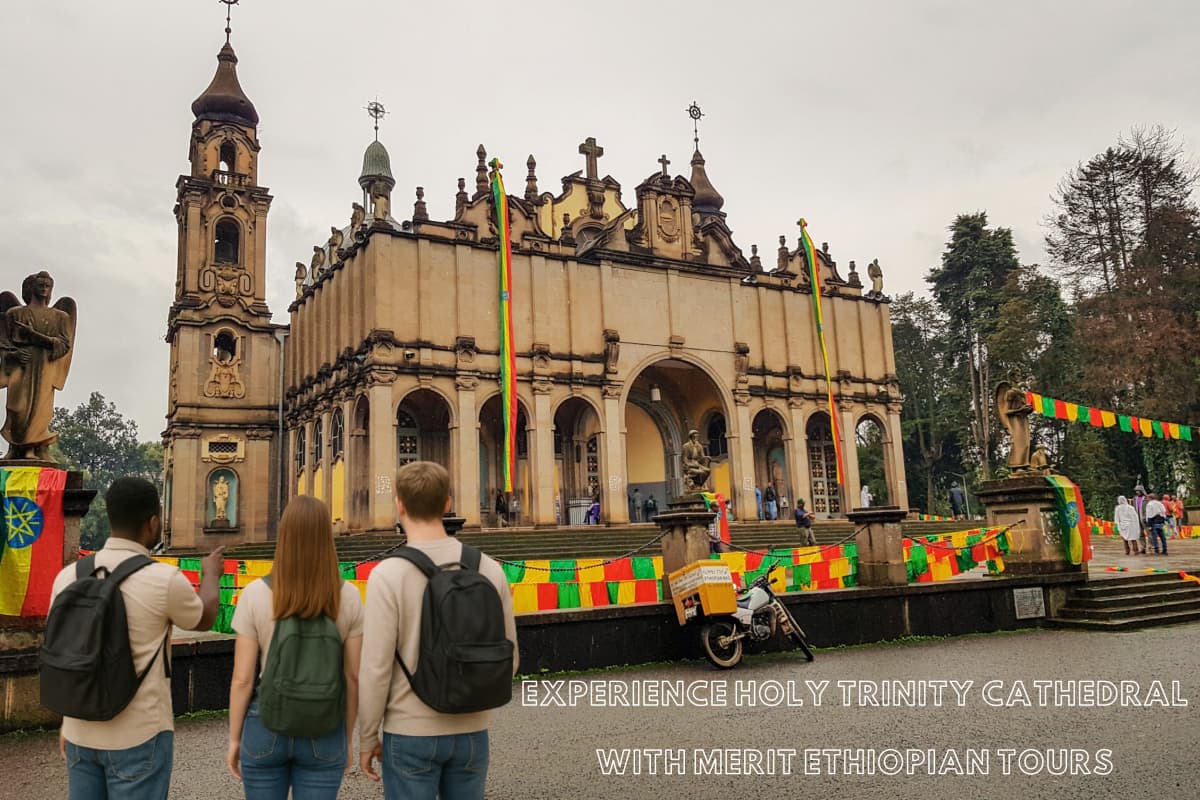 Visitors touring Holy Trinity Cathedral on the AddisStride walking tour in Addis Ababa